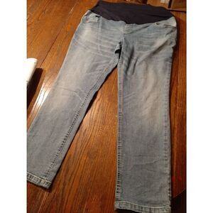 XXL Maternity Great Expectations Blue Denim Blue Jeans Over Bump with Pockets